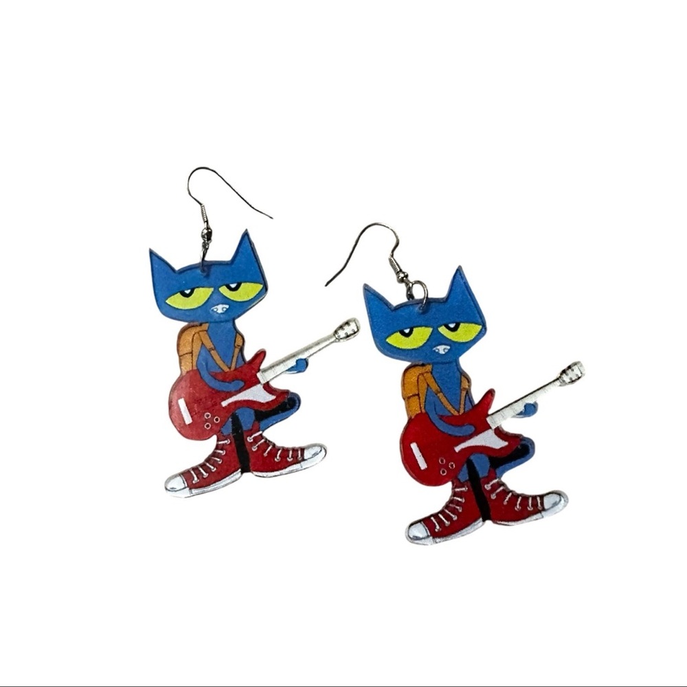 Pete the Cat Guitar Earrings